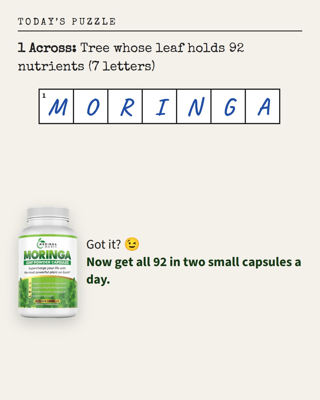 Crossword puzzle ad, Feed 1080×1350
